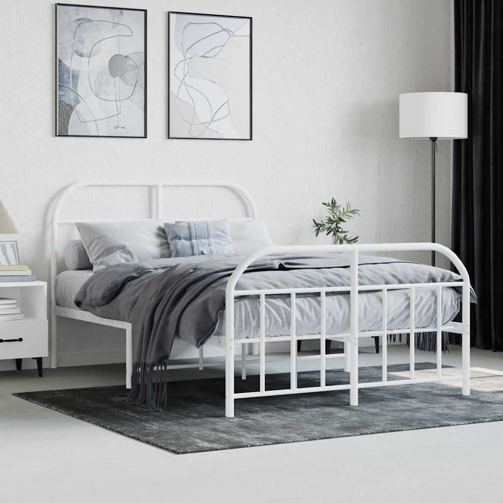 Giroletto con Testiera e Pediera Metallo Bianco 120x190 cm | homemem39
