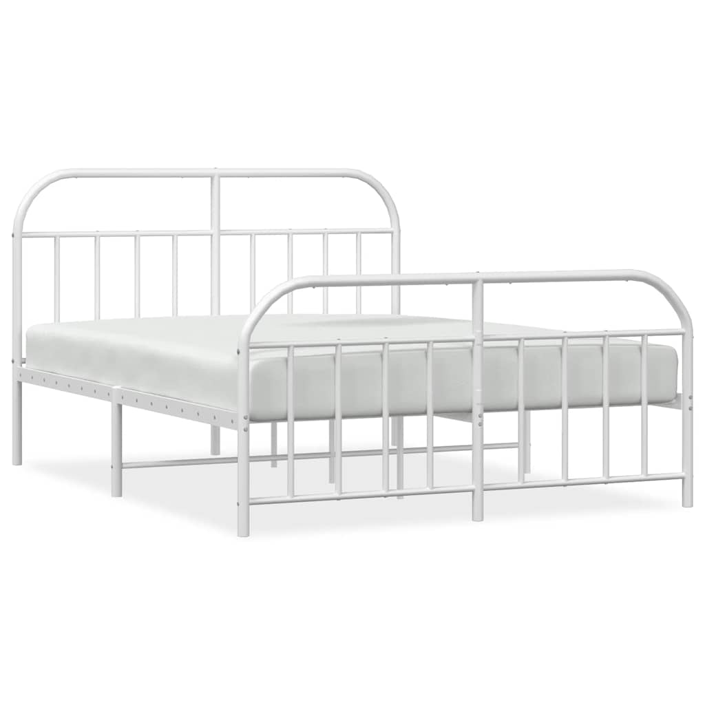 Giroletto con Testiera e Pediera Metallo Bianco 135x190 cm | homemem39