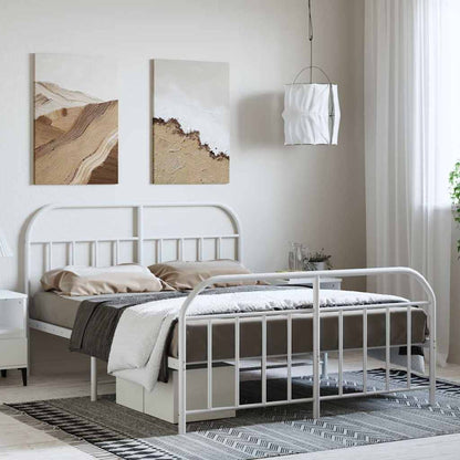 Giroletto con Testiera e Pediera Metallo Bianco 135x190 cm | homemem39