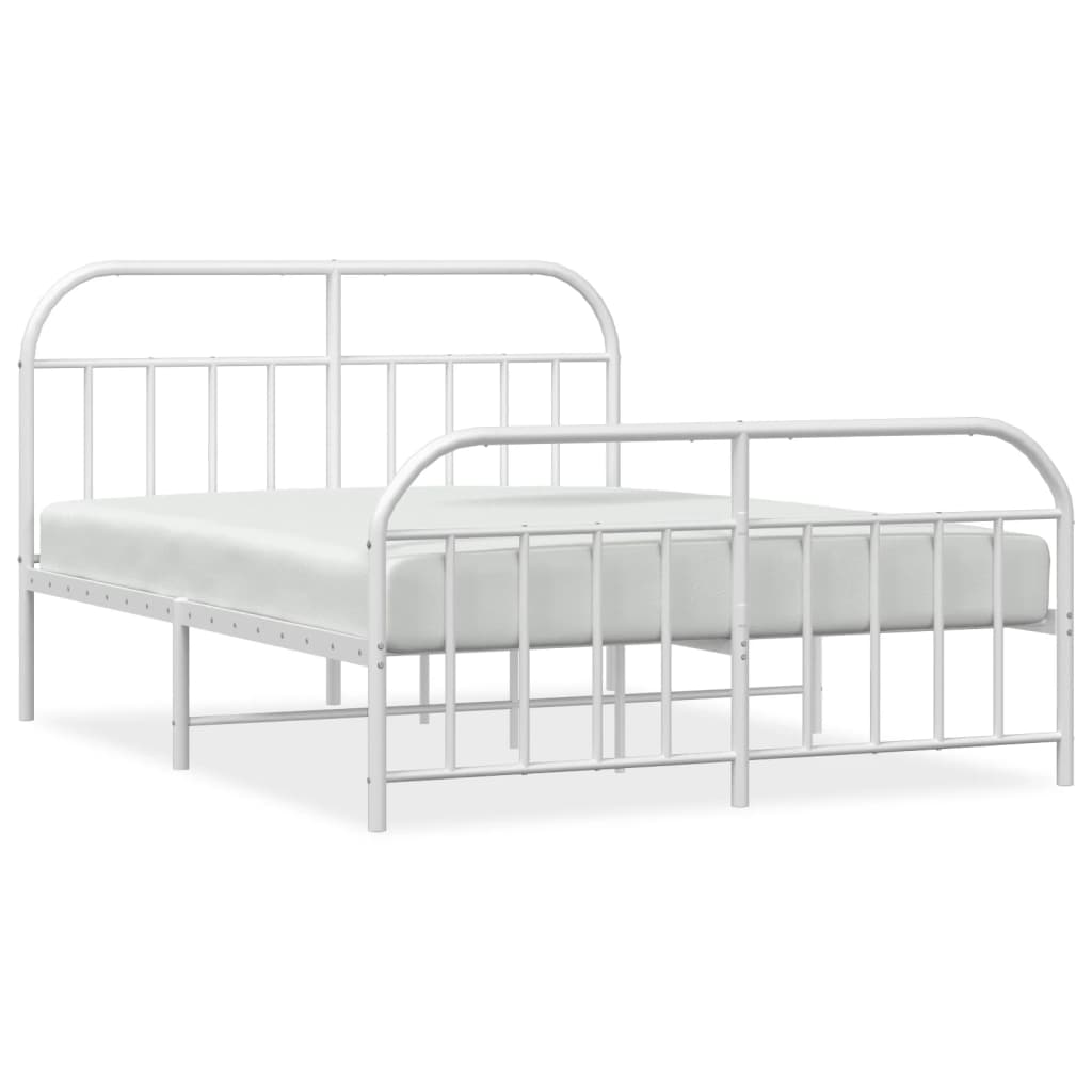 Giroletto con Testiera e Pediera Metallo Bianco 140x200 cm | homemem39