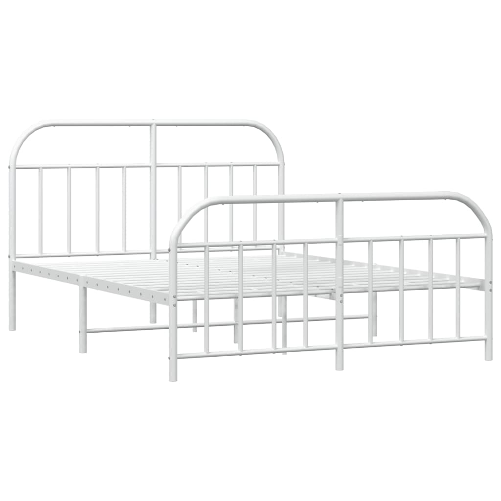 Giroletto con Testiera e Pediera Metallo Bianco 140x200 cm | homemem39