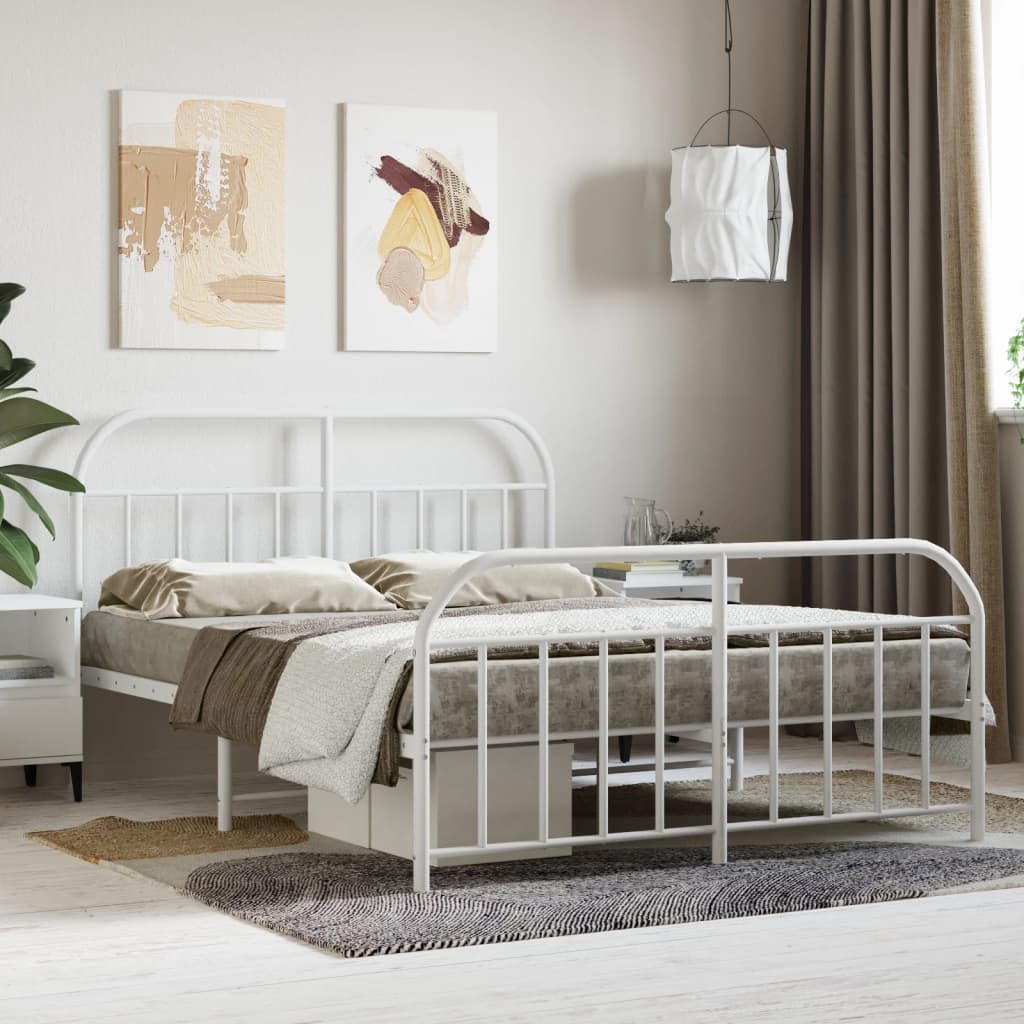 Giroletto con Testiera e Pediera Metallo Bianco 140x200 cm | homemem39