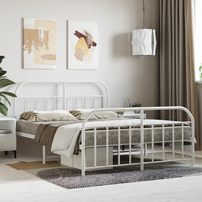 Giroletto con Testiera e Pediera Metallo Bianco 140x200 cm | homemem39