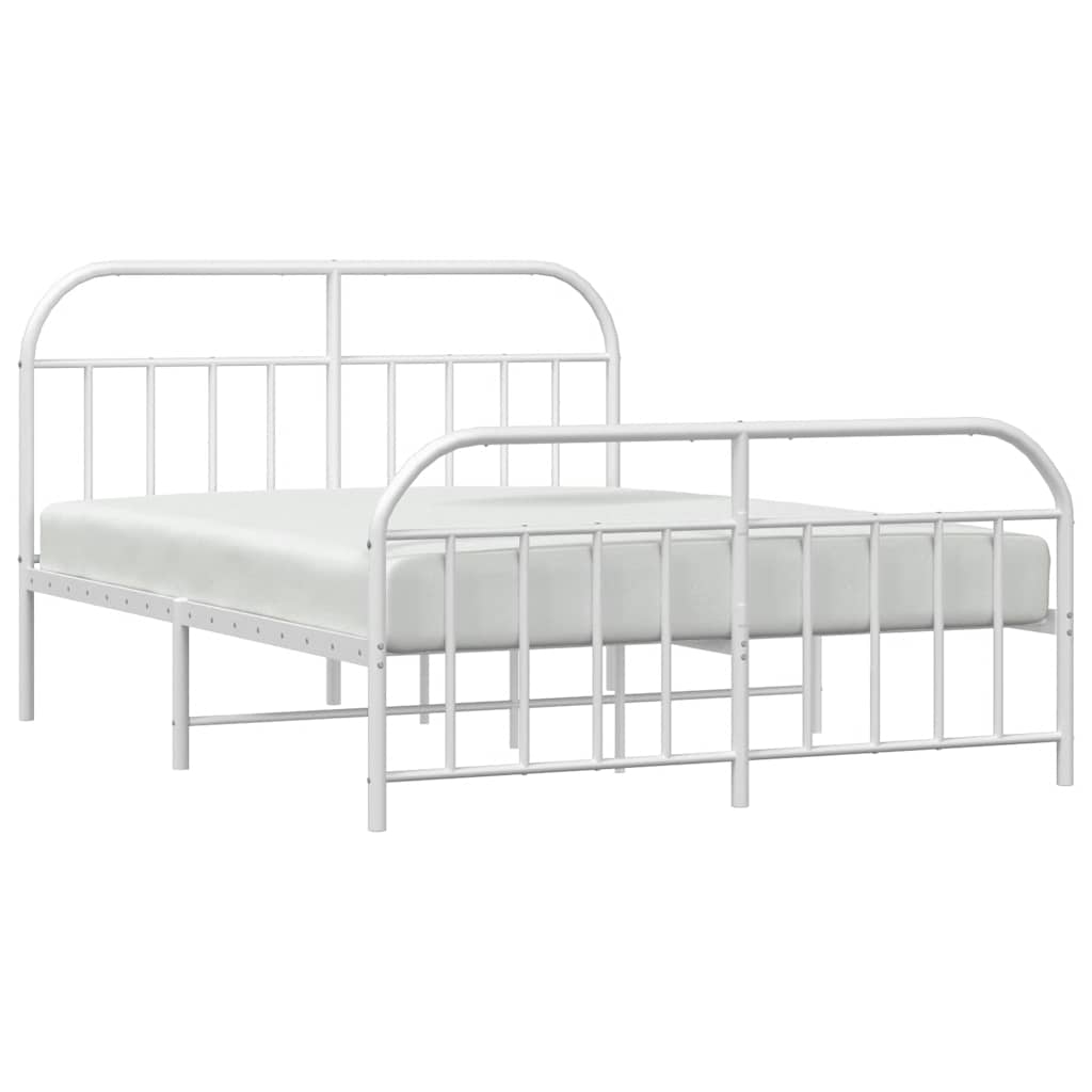 Giroletto con Testiera e Pediera Metallo Bianco 150x200 cm | homemem39