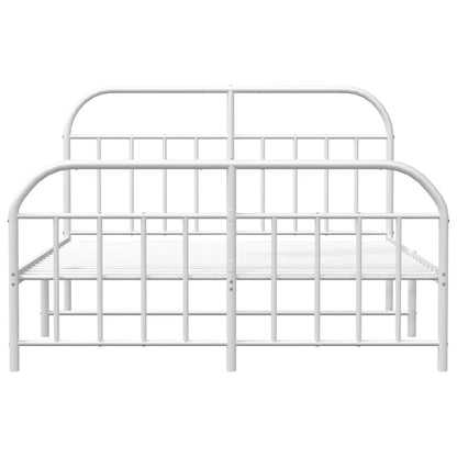 Giroletto con Testiera e Pediera Metallo Bianco 150x200 cm | homemem39