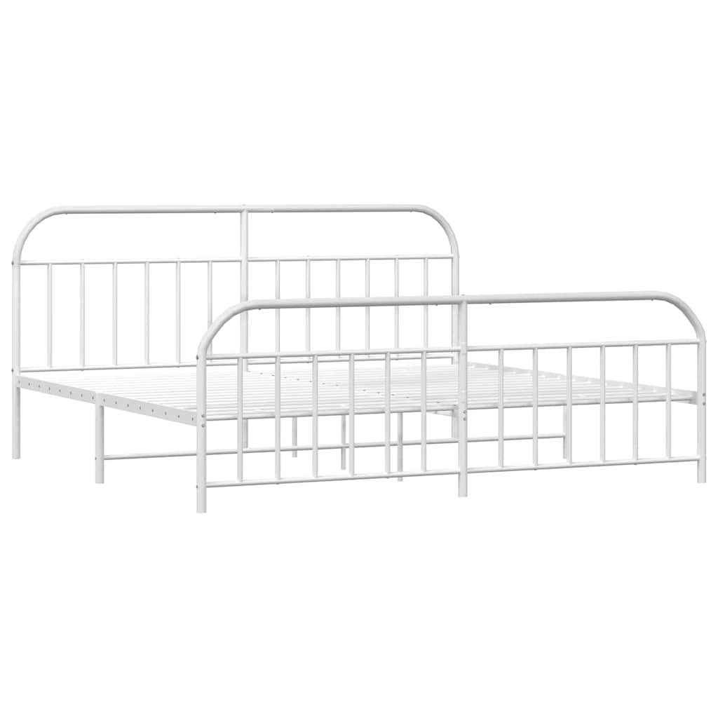 Giroletto con Testiera e Pediera Metallo Bianco 193x203 cm | homemem39