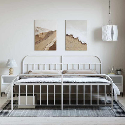 Giroletto con Testiera e Pediera Metallo Bianco 193x203 cm