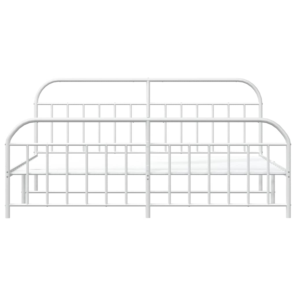 Giroletto con Testiera e Pediera Metallo Bianco 193x203 cm