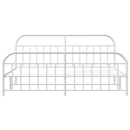 Giroletto con Testiera e Pediera Metallo Bianco 193x203 cm