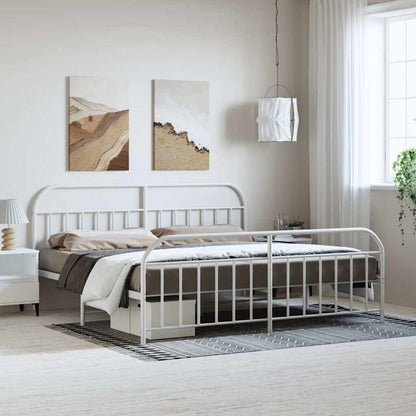 Giroletto con Testiera e Pediera Metallo Bianco 193x203 cm