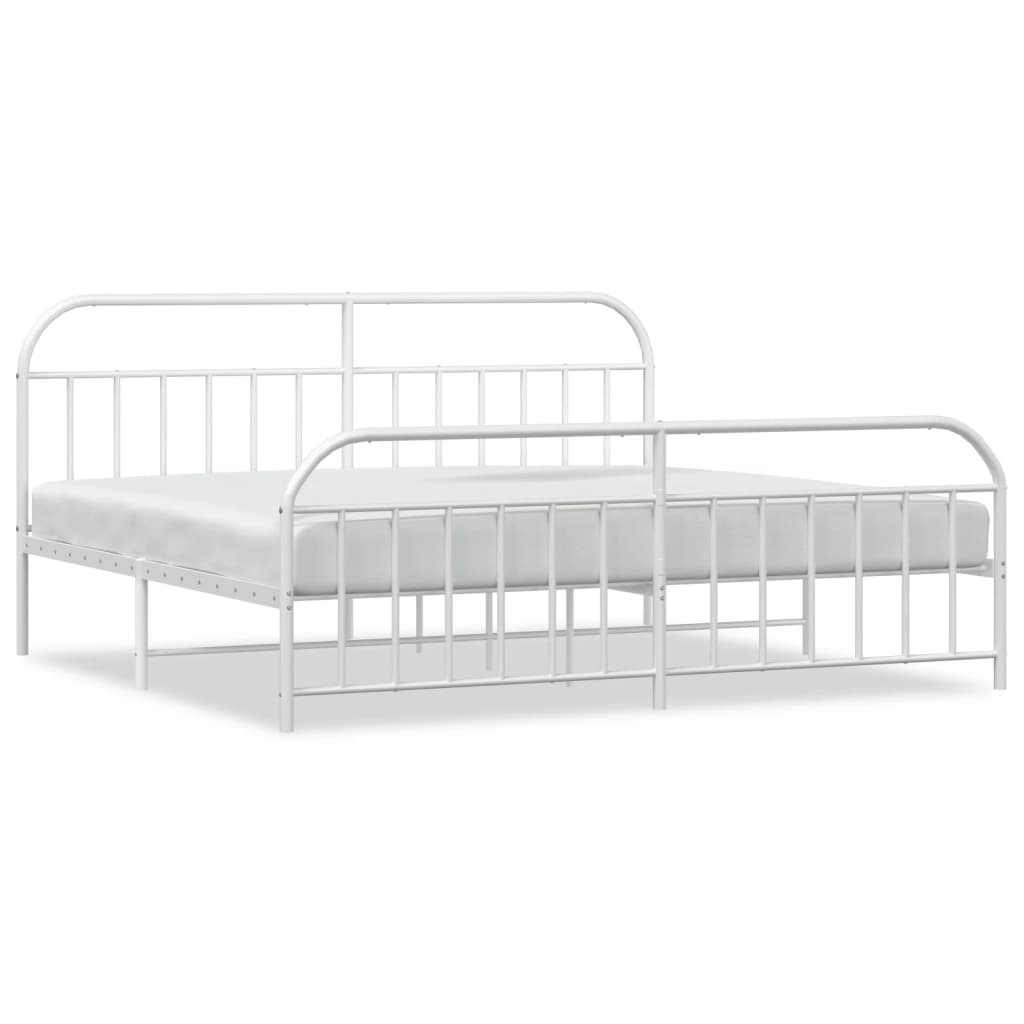 Giroletto con Testiera e Pediera Metallo Bianco 200x200 cm | homemem39