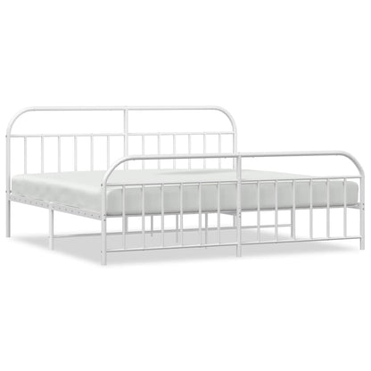 Giroletto con Testiera e Pediera Metallo Bianco 200x200 cm | homemem39