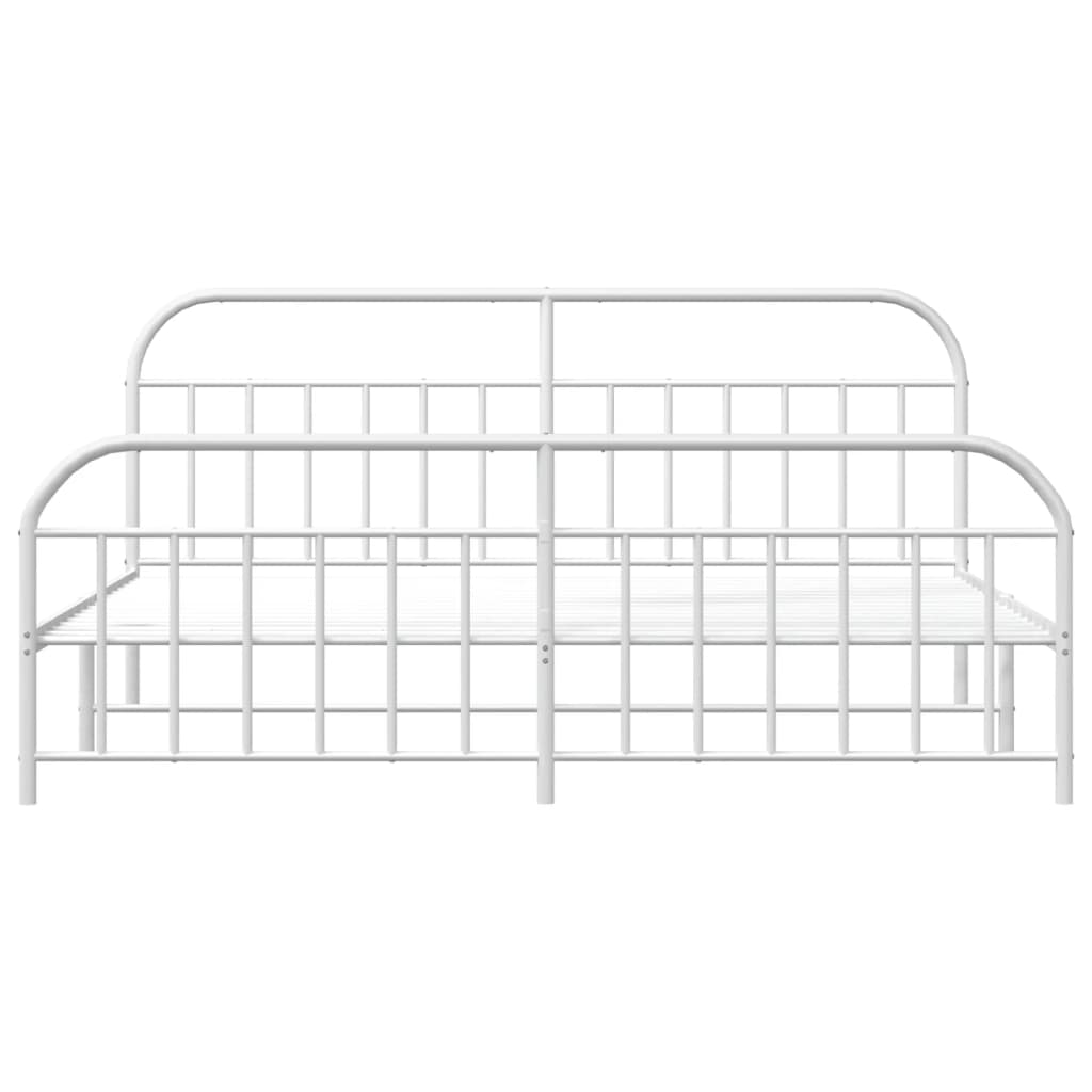 Giroletto con Testiera e Pediera Metallo Bianco 200x200 cm | homemem39
