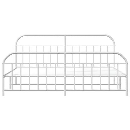 Giroletto con Testiera e Pediera Metallo Bianco 200x200 cm | homemem39