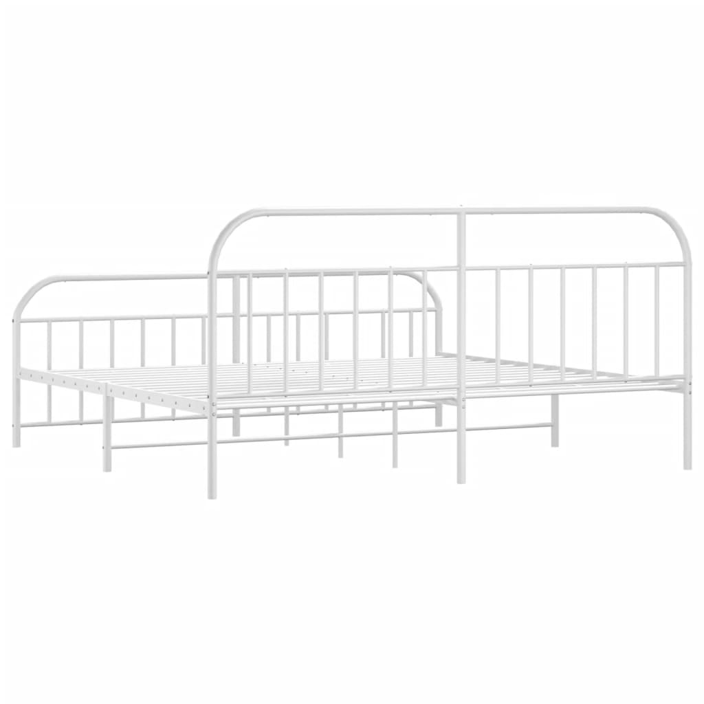 Giroletto con Testiera e Pediera Metallo Bianco 200x200 cm | homemem39