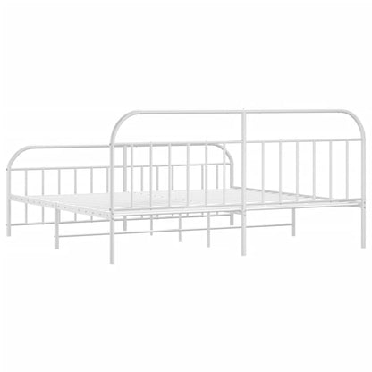 Giroletto con Testiera e Pediera Metallo Bianco 200x200 cm | homemem39