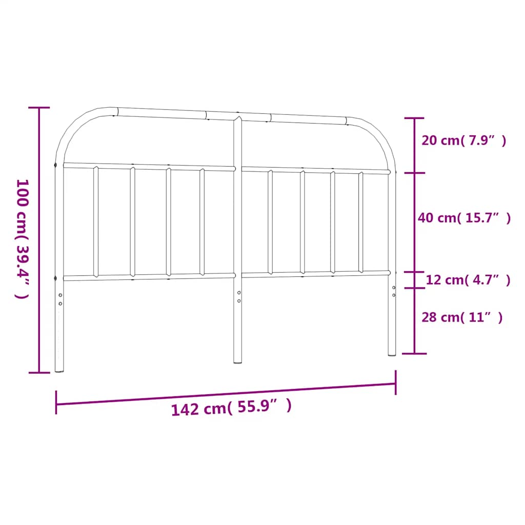 Testiera di Ricambio in Metallo Bianco 135 cm | homemem39