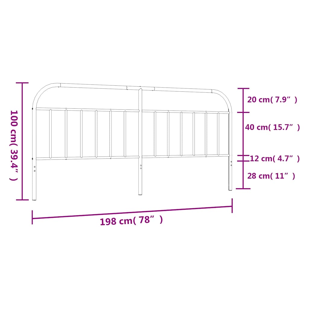 Testiera in Metallo Bianco 193 cm - homemem39