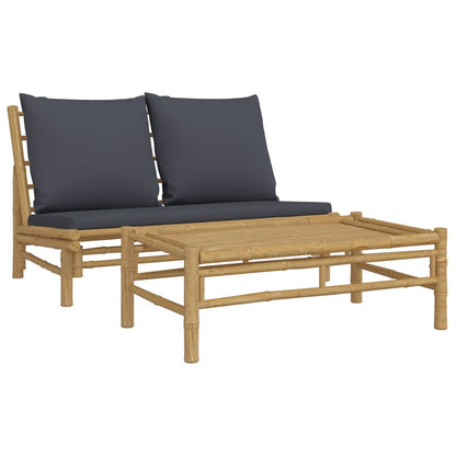 Set Salotto da Giardino 2pz con Cuscini Bambù