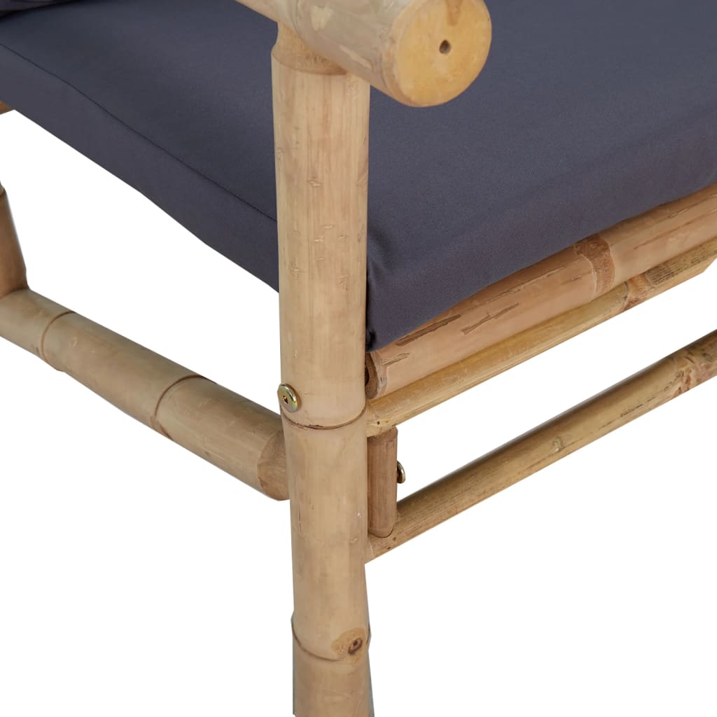 Set Salotto da Giardino 2pz con Cuscini Grigio Scuro Bambù | homemem39