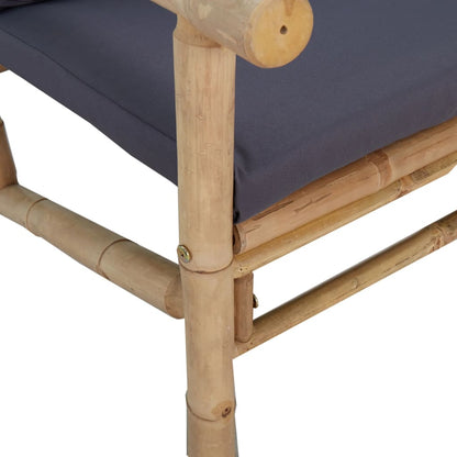 Set Salotto da Giardino 2pz con Cuscini Grigio Scuro Bambù | homemem39