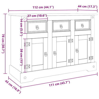 Credenza Corona Grigia 112x43x78 cm in Legno di Pino Messicano | homemem39