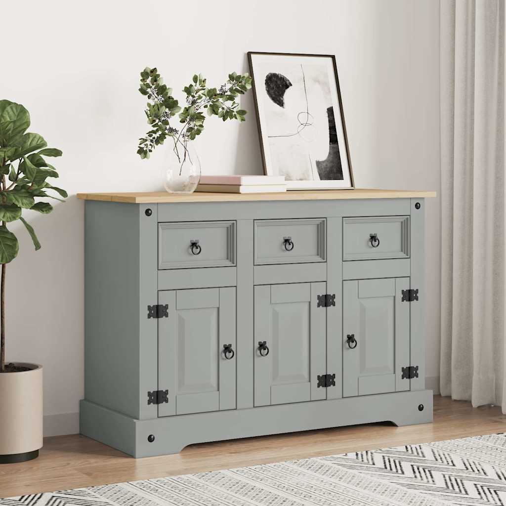 Credenza Corona Grigia 112x43x78 cm in Legno di Pino Messicano | homemem39