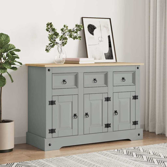 Credenza Corona Grigia 112x43x78 cm in Legno di Pino Messicano | homemem39