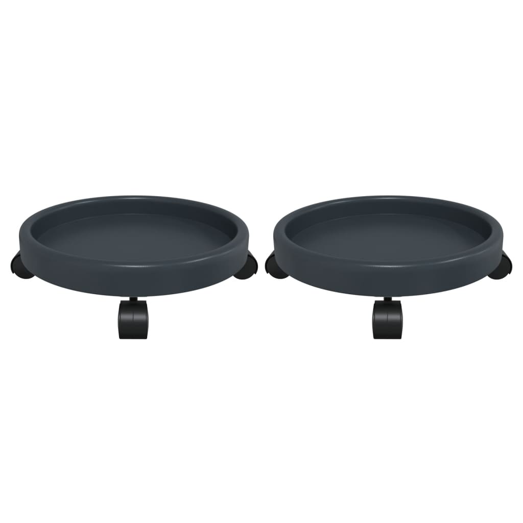 Carrelli per Piante con Ruote 2 pz Grigi Diametro 34 cm 35 kg