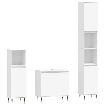 Set di Mobili da Bagno 3 pz Bianco in Legno Multistrato | homemem39