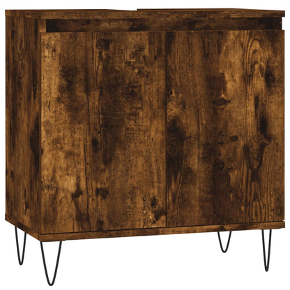 Set Mobili da Bagno 3 pz Rovere Fumo in Legno Multistrato
