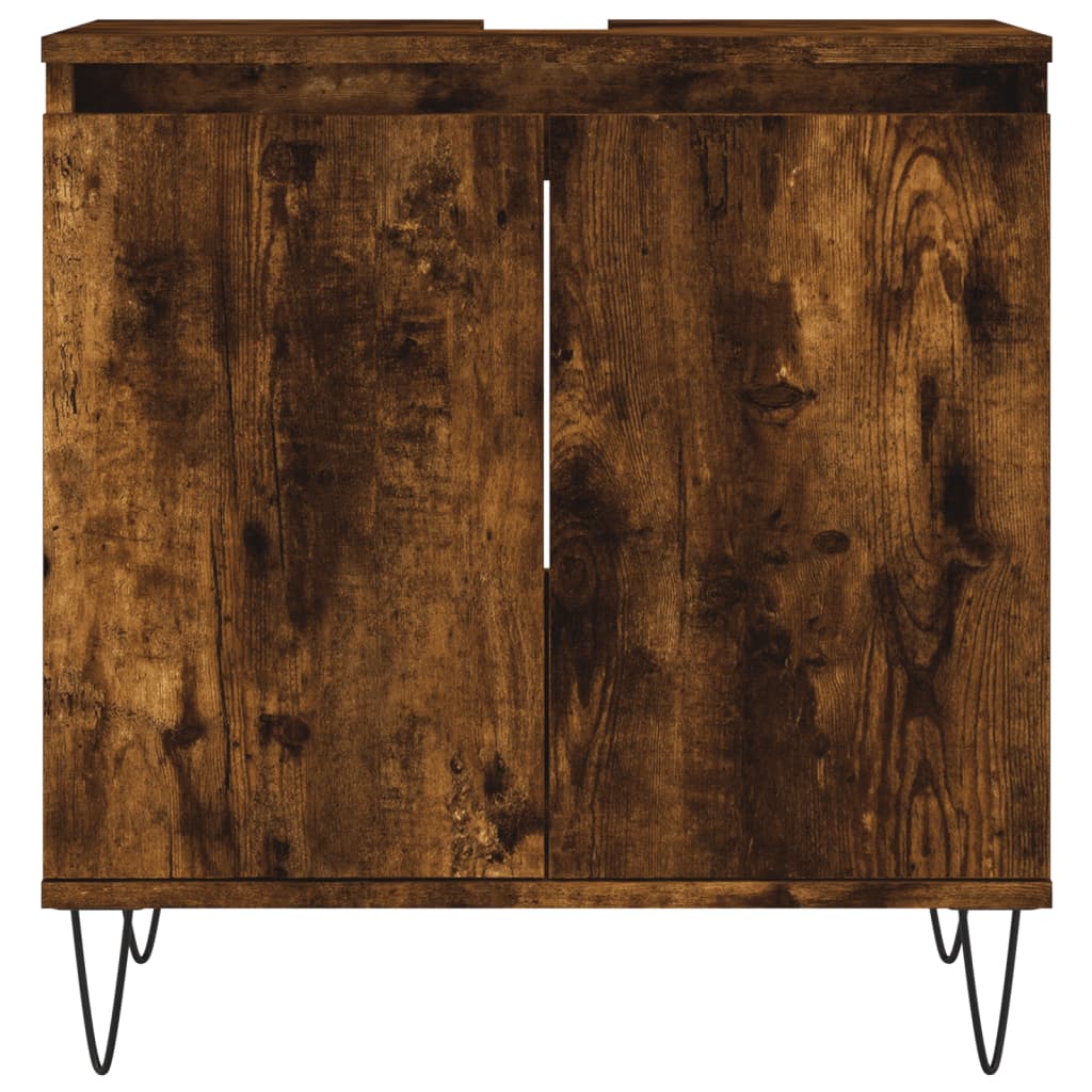 Set Mobili da Bagno 3 pz Rovere Fumo in Legno Multistrato | homemem39
