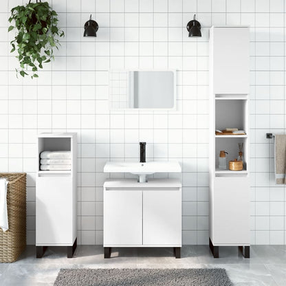 Set di Mobili da Bagno 3 pz Bianco in Legno Multistrato | homemem39