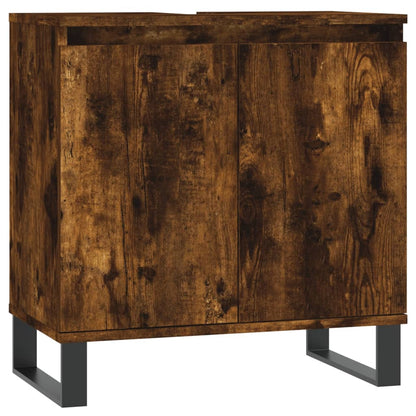 Set Mobili da Bagno 3 pz Rovere Fumo in Legno Multistrato | homemem39