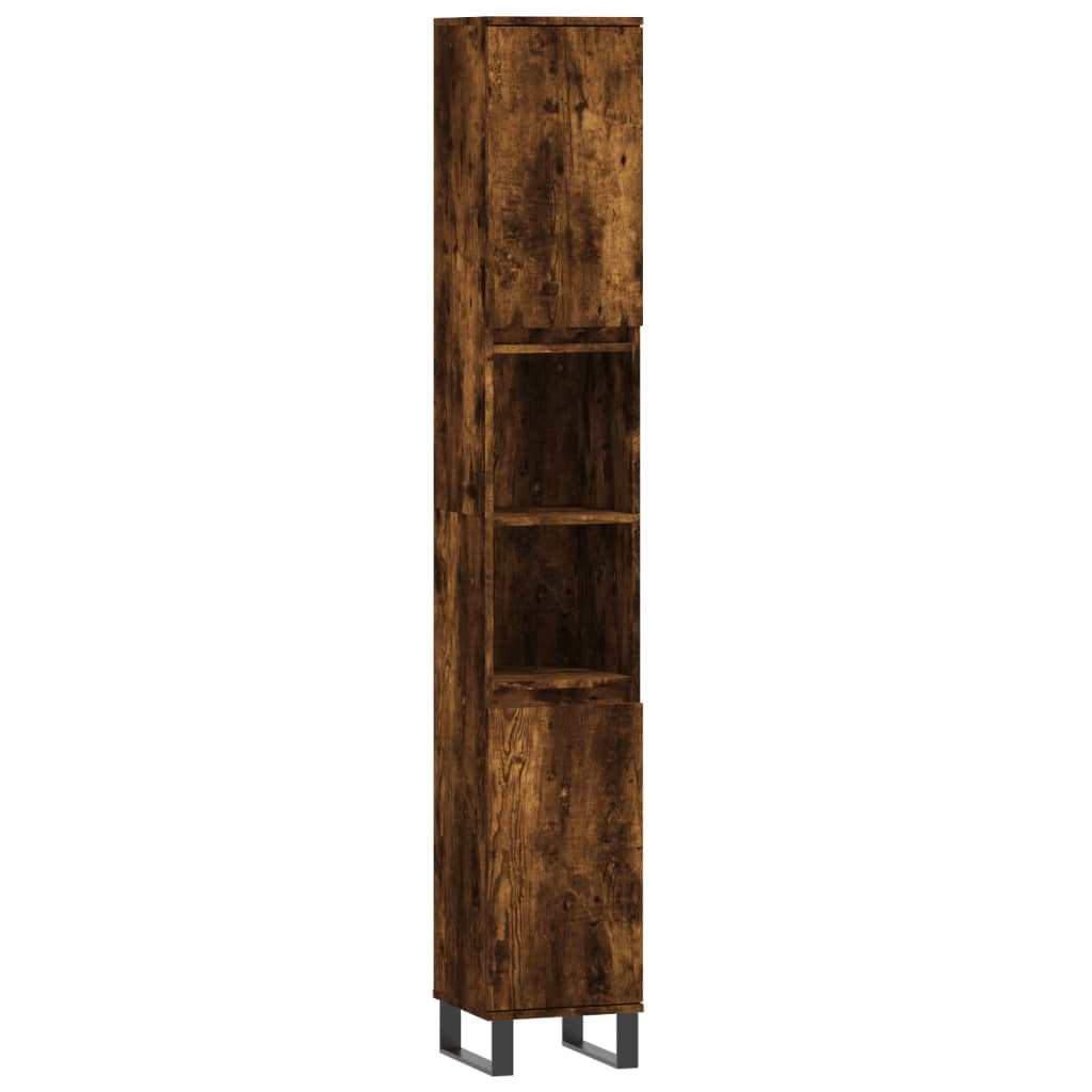 Set Mobili da Bagno 3 pz Rovere Fumo in Legno Multistrato | homemem39