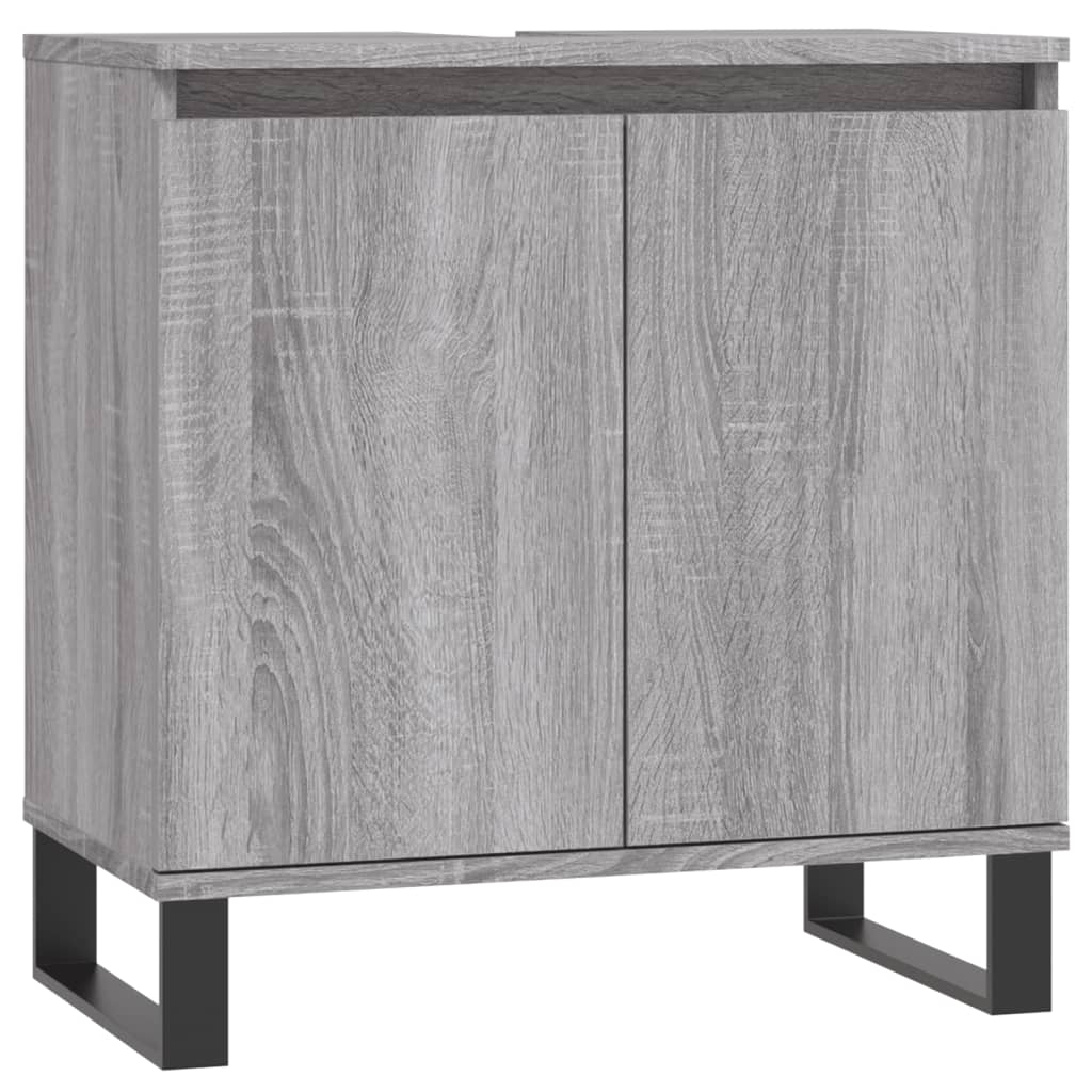 Set Mobili da Bagno 3 pz Grigio Sonoma in Legno Multistrato | homemem39