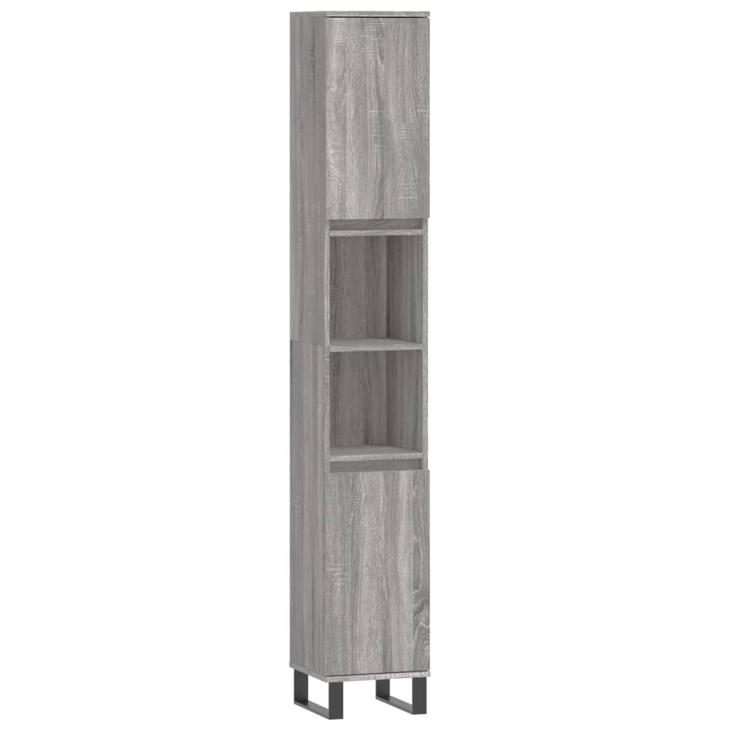Set Mobili da Bagno 3 pz Grigio Sonoma in Legno Multistrato | homemem39