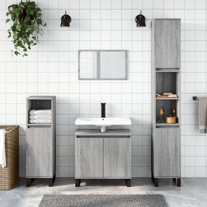 Set Mobili da Bagno 3 pz Grigio Sonoma in Legno Multistrato | homemem39