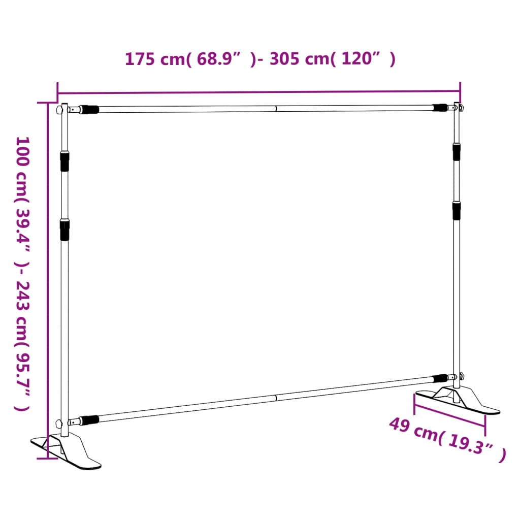 Supporto per Fondale Nero 305x243 cm in Acciaio