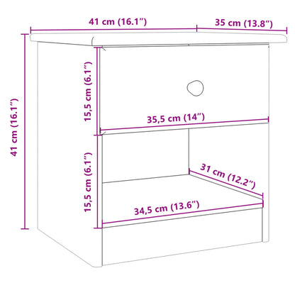 Comodino ALTA 41x35x41 cm in Legno Massello di Pino - homemem39