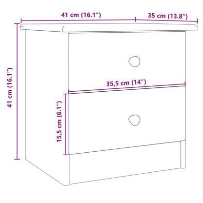 Comodino ALTA Bianco 41x35x41 cm in Legno Massello di Pino | homemem39