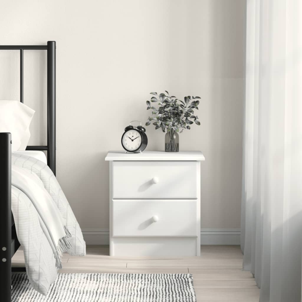 Comodino ALTA Bianco 41x35x41 cm in Legno Massello di Pino | homemem39