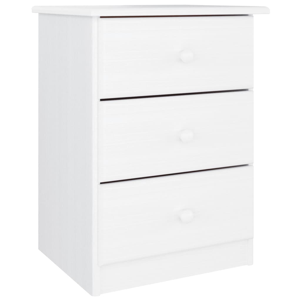 Comodino ALTA Bianco 41x35x55,5 cm in Legno Massello di Pino | homemem39