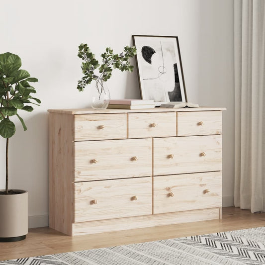 HIGH chest of drawers 112x35x73 cm in solid pine wood