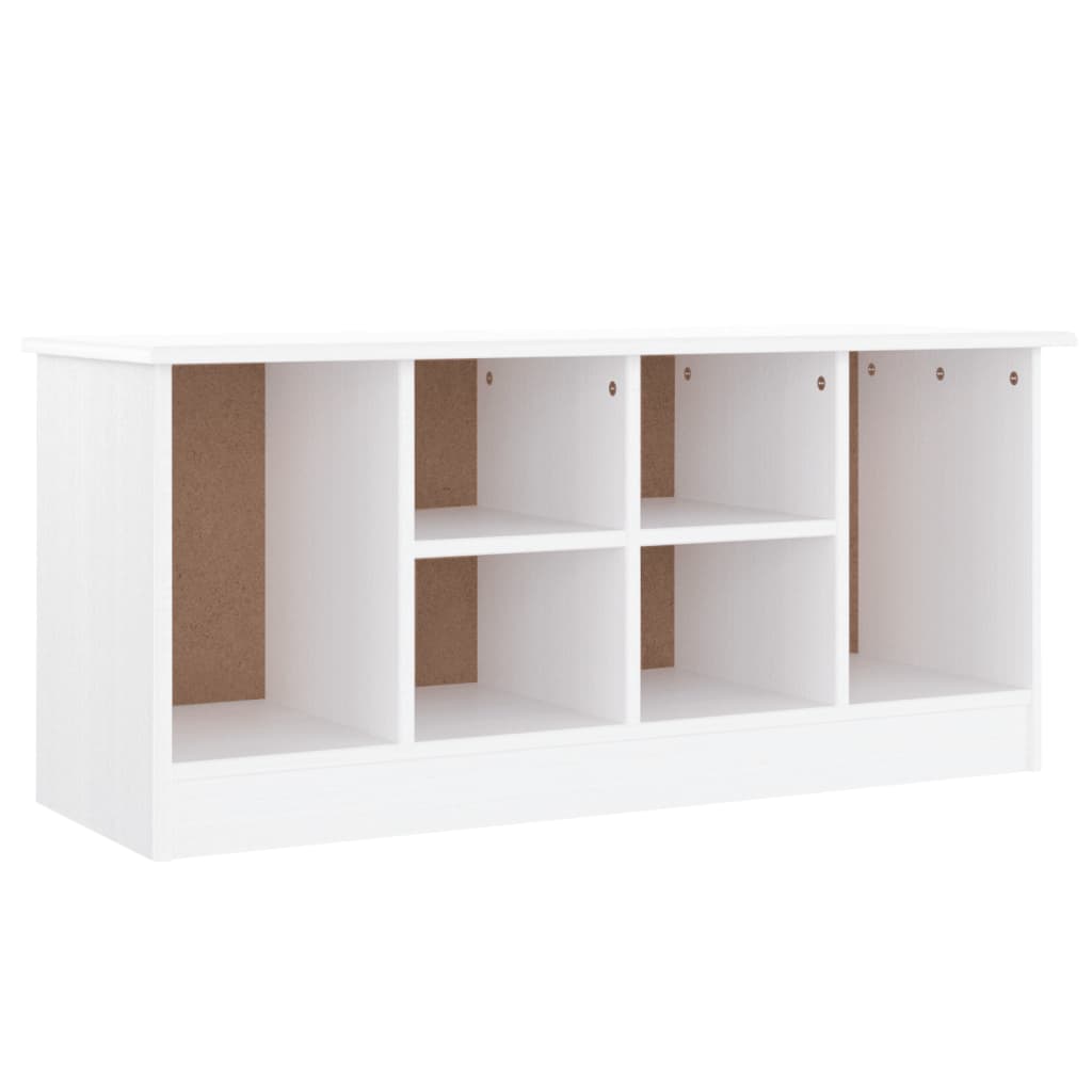 Panca Porta Scarpe ALTA Bianca 100x35x45 cm Legno Massello Pino | homemem39