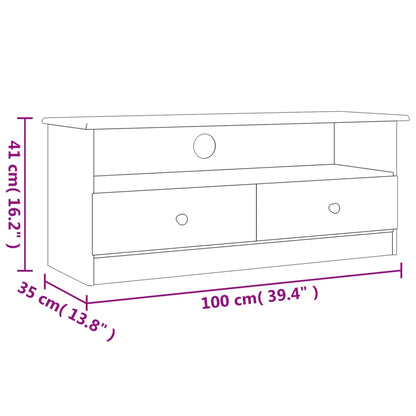 TV Cabinet with Drawers HIGH 100x35x41 cm Solid Pine Wood