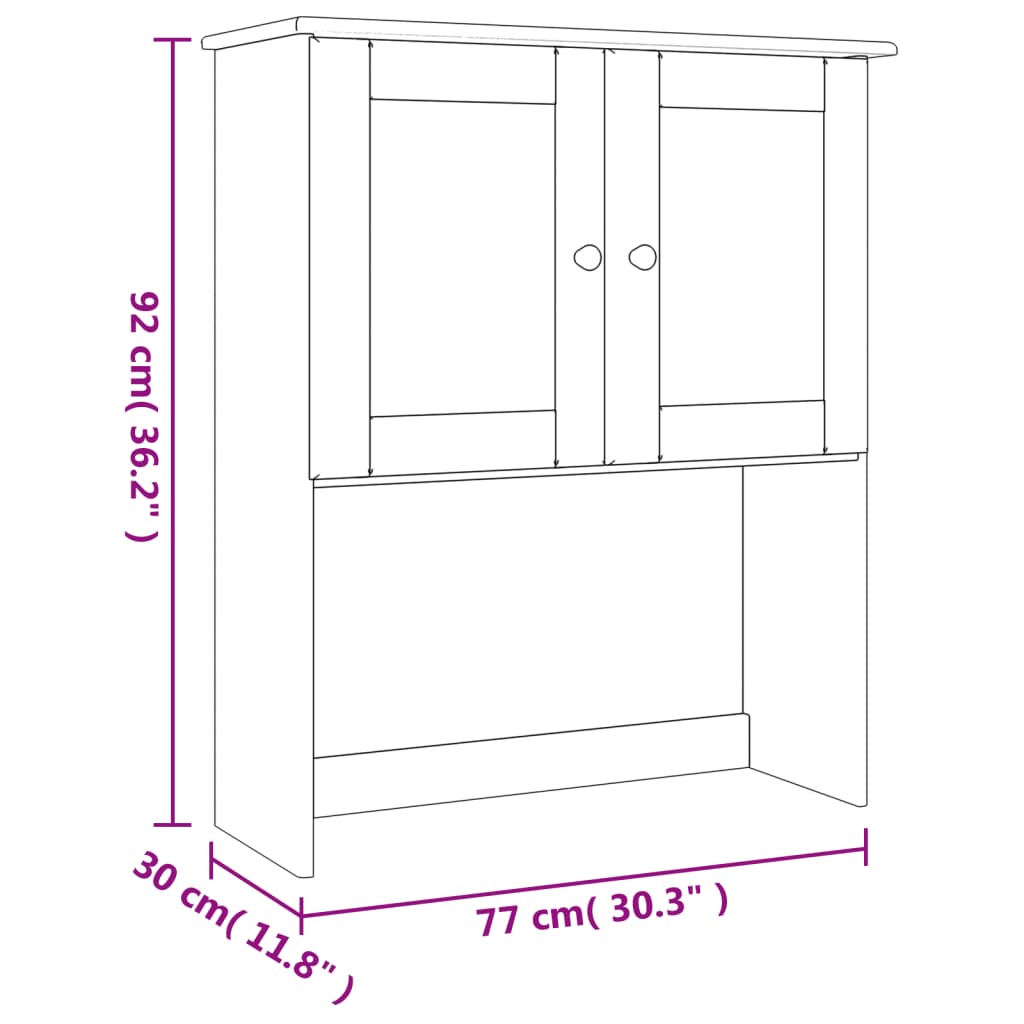 HIGH Dresser Top 77x30x92 cm in Solid Pine Wood