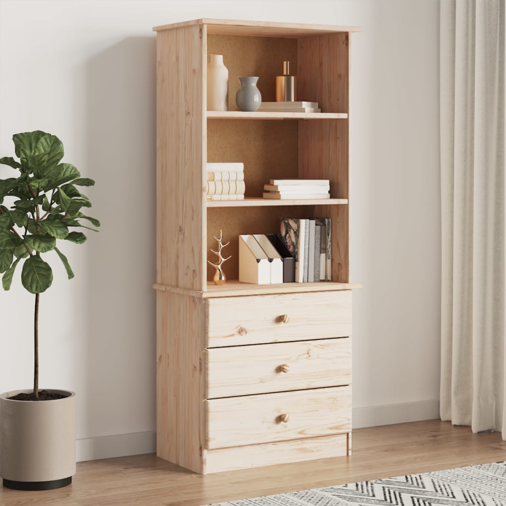HIGH Bookcase with Drawers 60x35x142 cm Solid Pine Wood