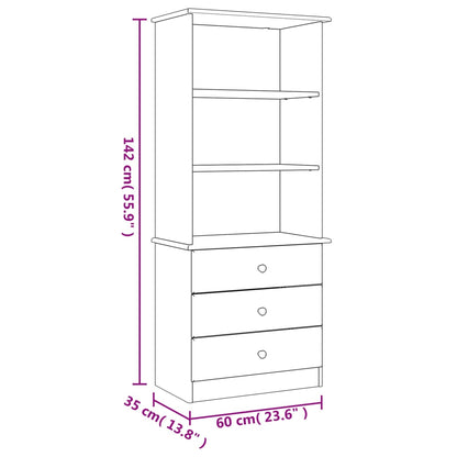 Libreria con Cassetti ALTA Bianca 60x35x142 cm Massello di Pino | homemem39