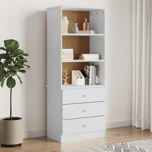 Libreria con Cassetti ALTA Bianca 60x35x142 cm Massello di Pino | homemem39